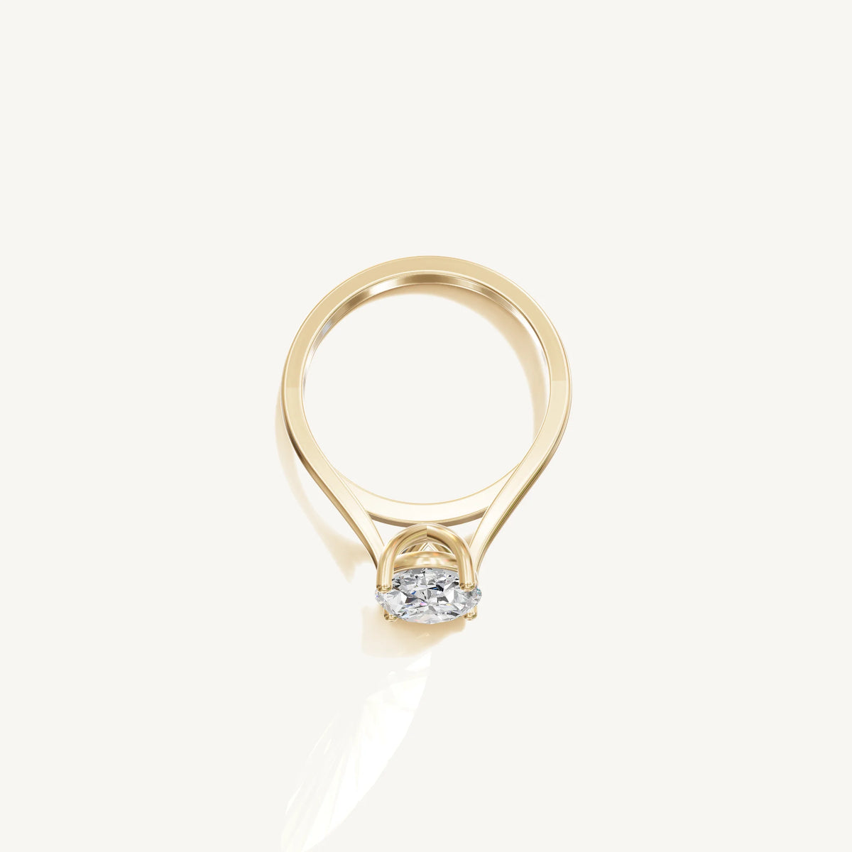Solitaire Cathedral Ring with 0.75ct Oval Diamond 