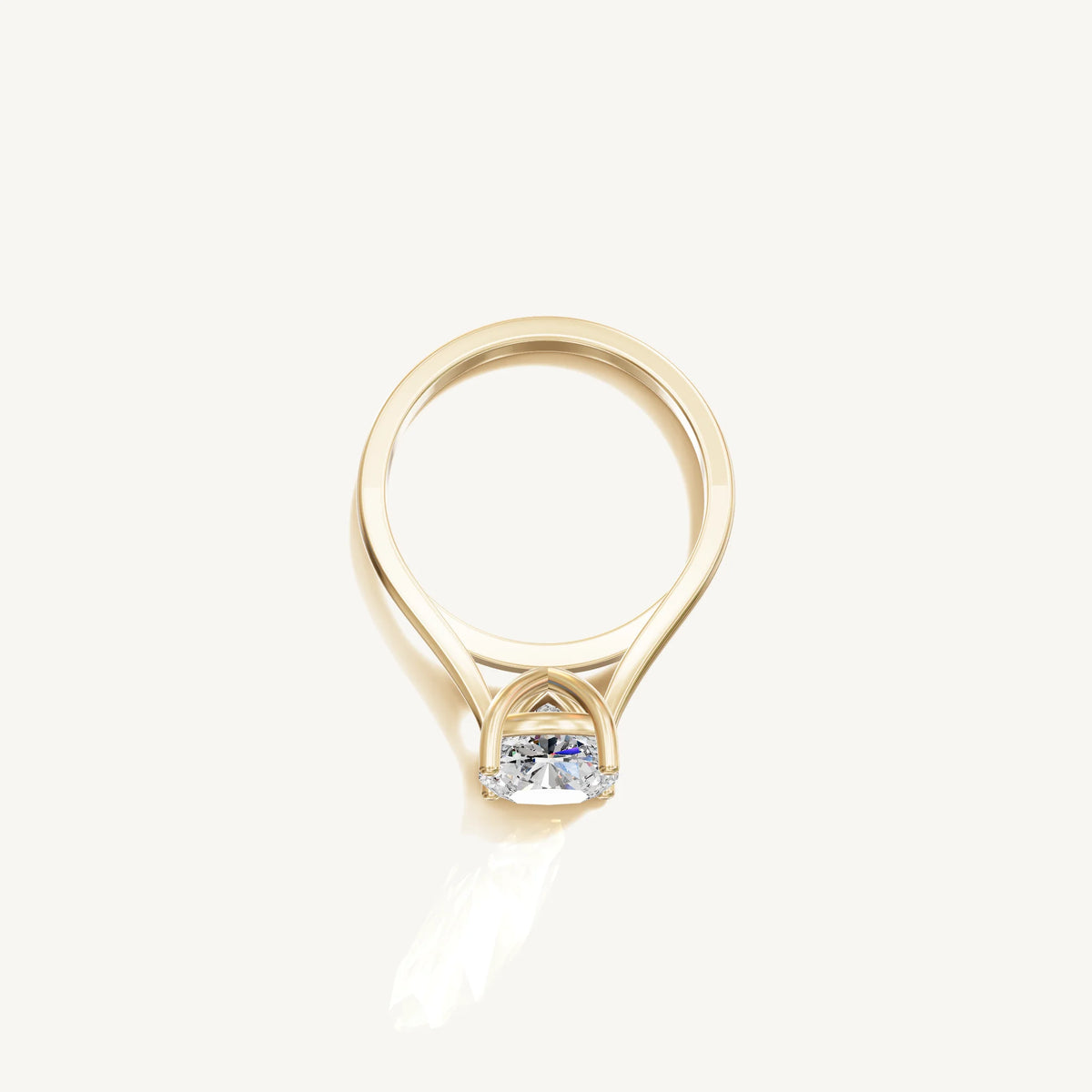 Solitaire Cathedral Ring with 2ct Cushion Diamond 