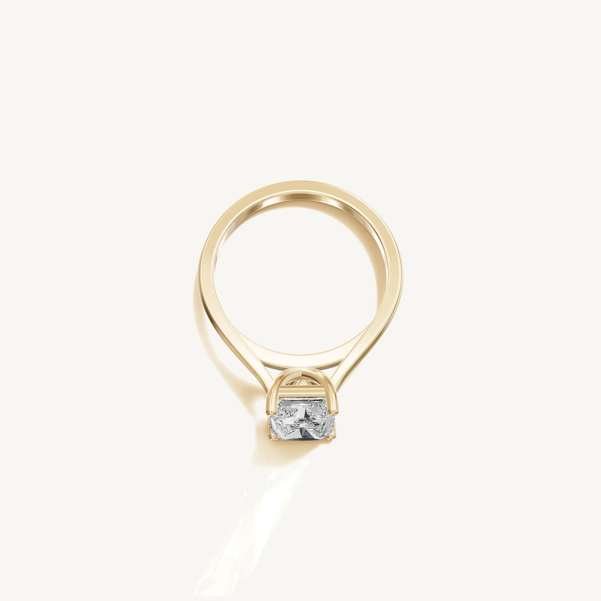 Solitaire Cathedral Ring with 3ct Radiant Diamond 