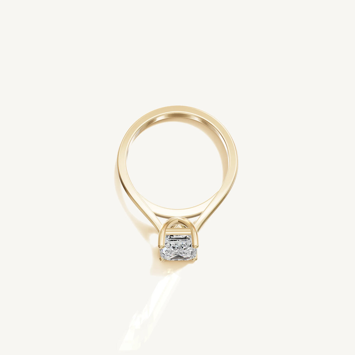Solitaire Cathedral Ring with 2ct Emerald Diamond 