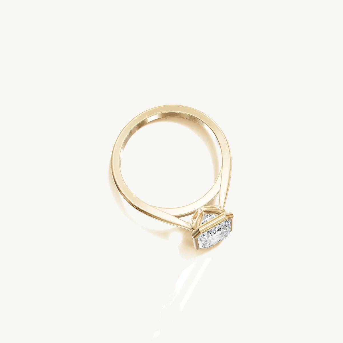 Solitaire Bezel Ring with 2ct Emerald Diamond 